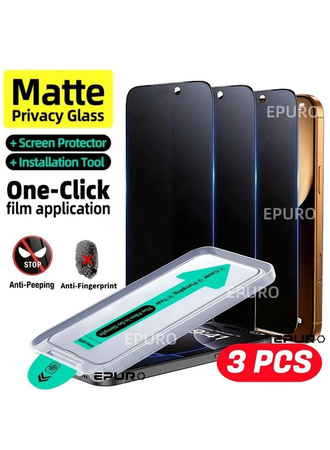 3 قطعة من الزجاج المقسى المعتم للخصوصية لهاتف iPhone 17 Pro Max، مقاوم للخدش بمستوى 9H مضاد للتجسس - Image 2