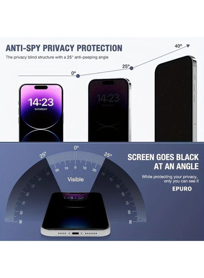 3 قطعة من الزجاج المقسى المعتم للخصوصية لهاتف iPhone 17 Pro Max، مقاوم للخدش بمستوى 9H مضاد للتجسس - Image 4