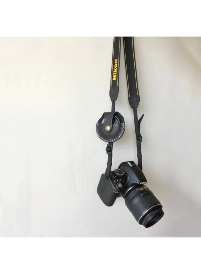 Digital Camera Lens Cover Protective Cover Pu Leather Portable Lens Cover Dust Filter Cover Protective Cover Memory Card Cover-Color:Black  - Image 4