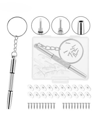 طقم إصلاح مفكات النظارات - مفكات نظارات صغيرة 3 في 1 - طقم إصلاح النظارات مع 20 قطعة من وسادات الأنف و20 برغي طقم استبدال براغي النظارات لإصلاح النظارات والساعات - pzsku/ZAFA7EBEBDE1758695859Z/45/1755408984/440793b3-1c96-4509-8992-cba402aecd9c