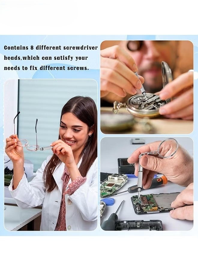 طقم إصلاح مفكات النظارات - مفكات نظارات صغيرة 3 في 1 - طقم إصلاح النظارات مع 20 قطعة من وسادات الأنف و20 برغي طقم استبدال براغي النظارات لإصلاح النظارات والساعات