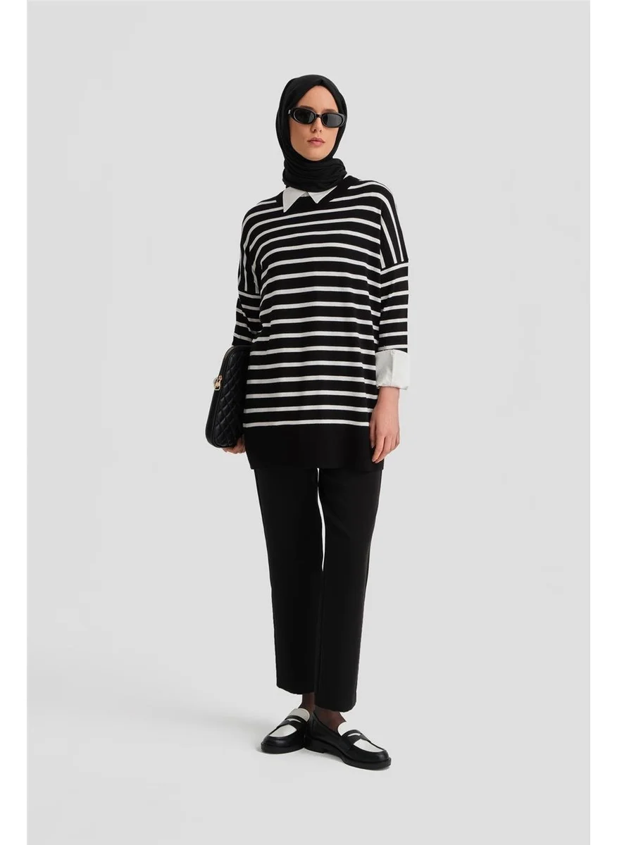 ARMINE Striped Knitwear Tunic 24Kd2007 Black