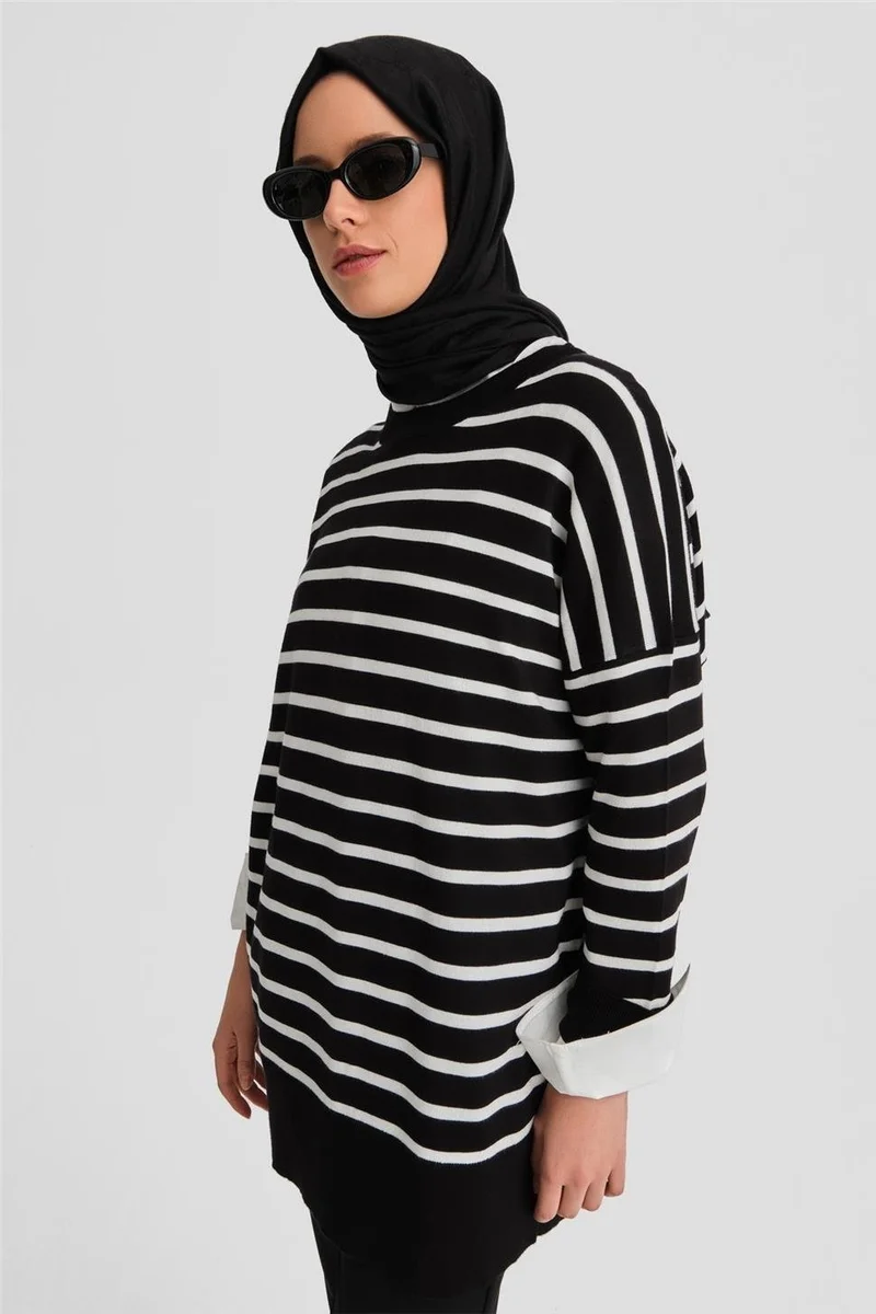 ARMINE Striped Knitwear Tunic 24Kd2007 Black