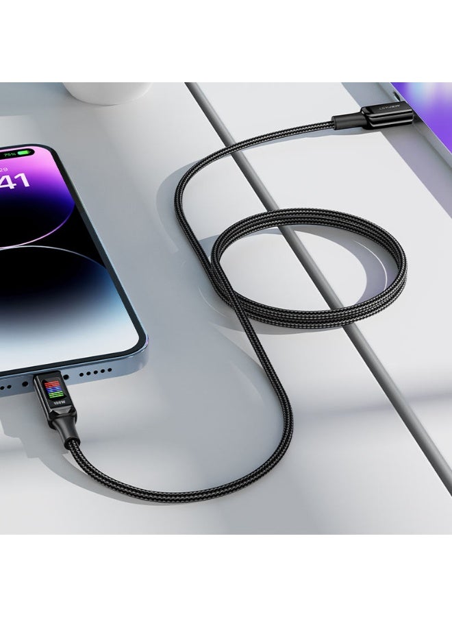 أسيفاست كابل شحن وبيانات C7-03 USB-C إلى USB-C، شحن سريع PD بقوة 100 وات، - شريحة تحديد، مؤشر جهد ثلاثي الألوان، كابل مضفر من النايلون المتين بطول 1.2 متر - أسود - Image 2