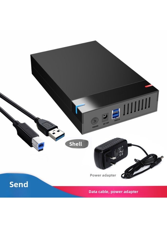 صندوق محرك أقراص صلبة خارجي محمول مقاس 3.5 بوصة مزود بمنفذ USB3.0 عالي السرعة بدون أدوات - اللون: U35K30 أسود مزود طاقة أمريكي - Image 1