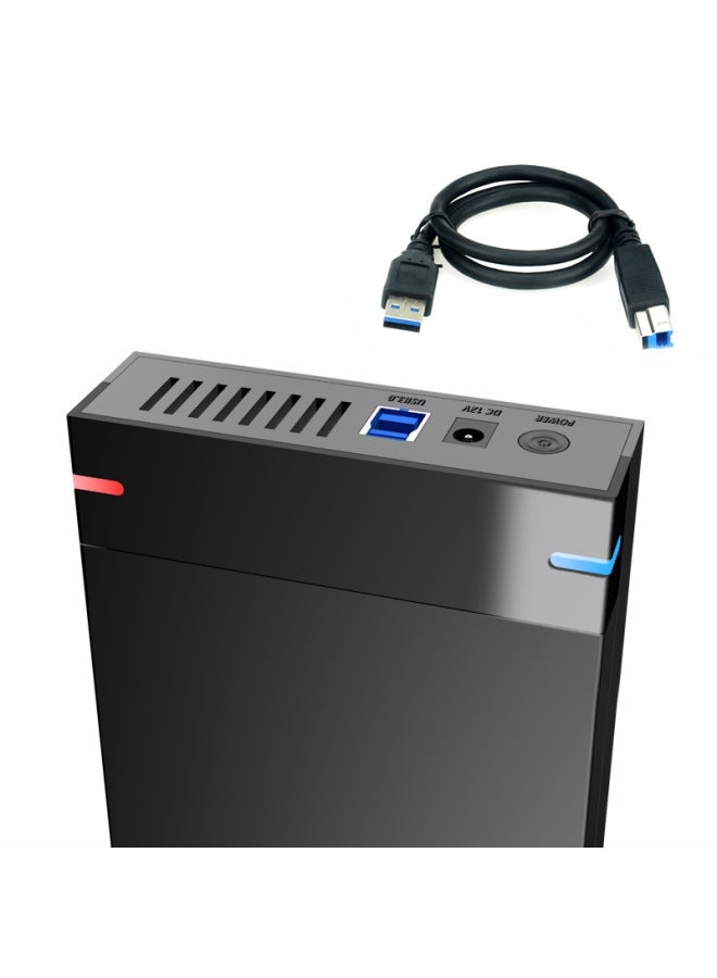 صندوق محرك أقراص صلبة خارجي محمول مقاس 3.5 بوصة مزود بمنفذ USB3.0 عالي السرعة بدون أدوات - اللون: U35K30 أسود مزود طاقة أمريكي - Image 4