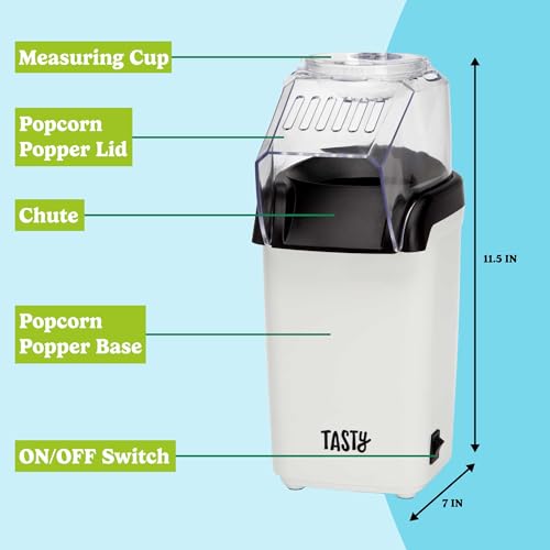 Tasty صانعة فشار هوائية لذيذة، فشار صحي ولذيذ في دقائق، سريعة وسهلة الاستخدام، مع كوب قياس مدمج وسخان زبدة، 8 أكواب، أبيض - Image 4