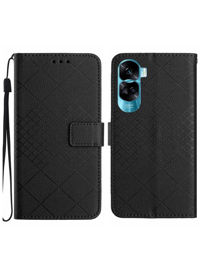 S-TOP Case For Honor 90 Lite Rhombic Grid Texture Leather Phone Case - Image 1