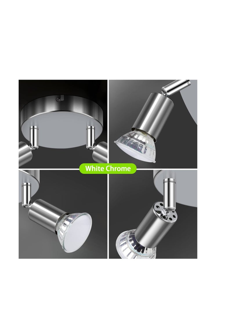 SYOSI LED Ceiling Light Rotatable, 2 Way Swiveling Round Plate Spotlight, LED Ceiling Spot Lights, Ceiling Lamp for Kitchen, Living Room Bedroom White Chrome - Image 3