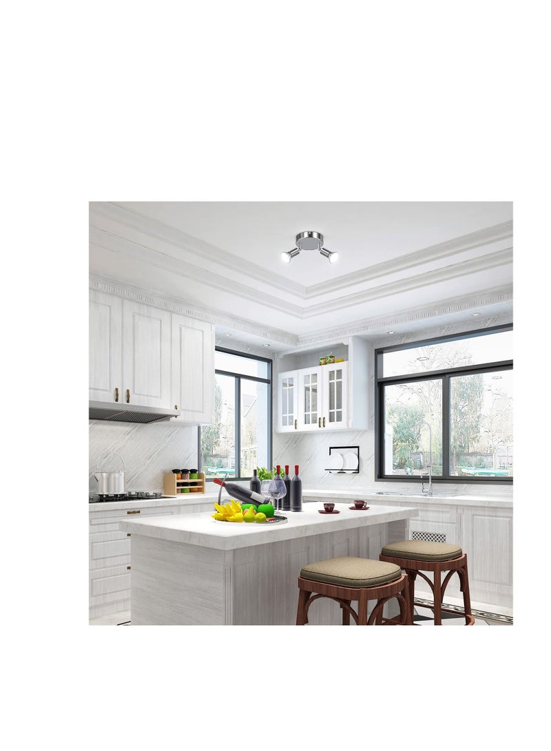 SYOSI LED Ceiling Light Rotatable, 2 Way Swiveling Round Plate Spotlight, LED Ceiling Spot Lights, Ceiling Lamp for Kitchen, Living Room Bedroom White Chrome - Image 5