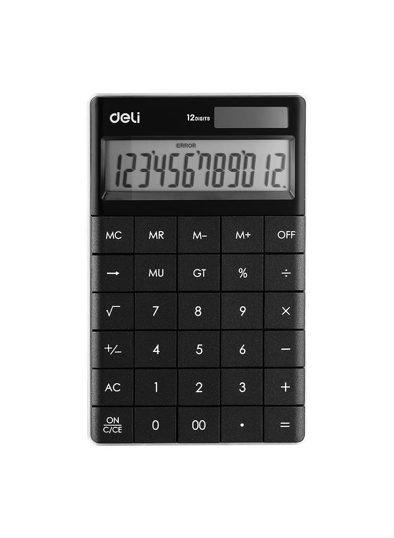 Deli 12-Digit Calculator - Dual Power, Plastic, 3 Years Warranty, E1589 - Image 1
