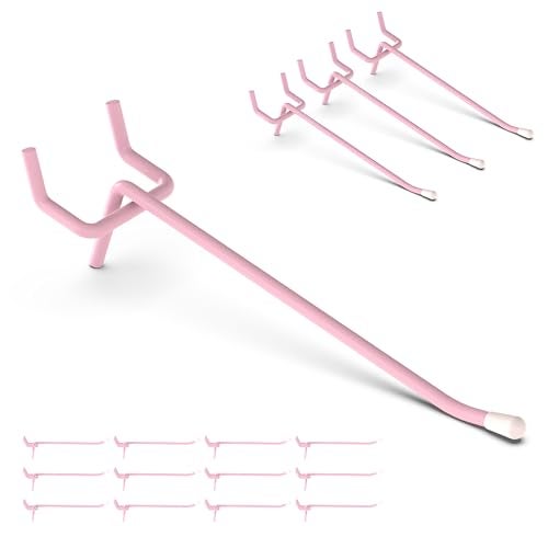 HUHOLE 50Pack Pink Pegboard Hooks 4 Inch Decorative Metal Peg Board Hangers with Rubber Safety Tips Fits 18 14 Boards Heavy Duty Organizer for Craft Room Nursery Garage Retail Display - Image 1