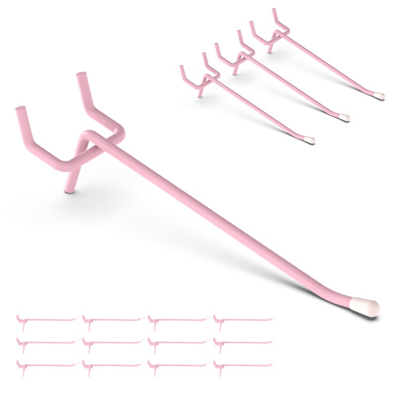 HUHOLE 50Pack Pink Pegboard Hooks 4 Inch Decorative Metal Peg Board Hangers with Rubber Safety Tips Fits 18 14 Boards Heavy Duty Organizer for Craft Room Nursery Garage Retail Display - Image 2