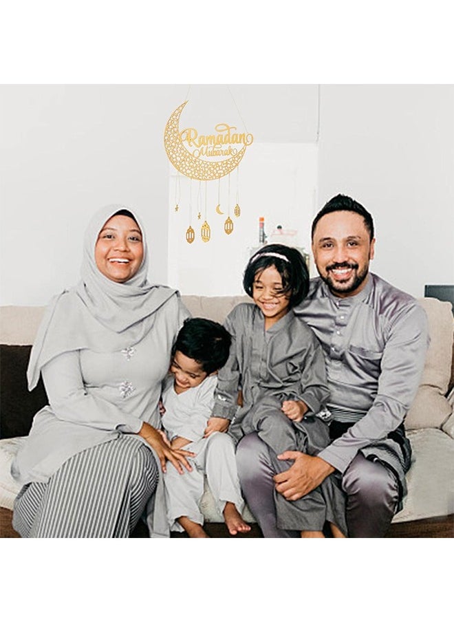 Yoawllty Ramadan Hanging Ornaments, Ramadan Gift, Ramadan Decorations, Eid Mubarak Decorations, Wooden Hanging Ornaments, Moon Star Castle Ornament Pendants for Home Decor  - Image 4