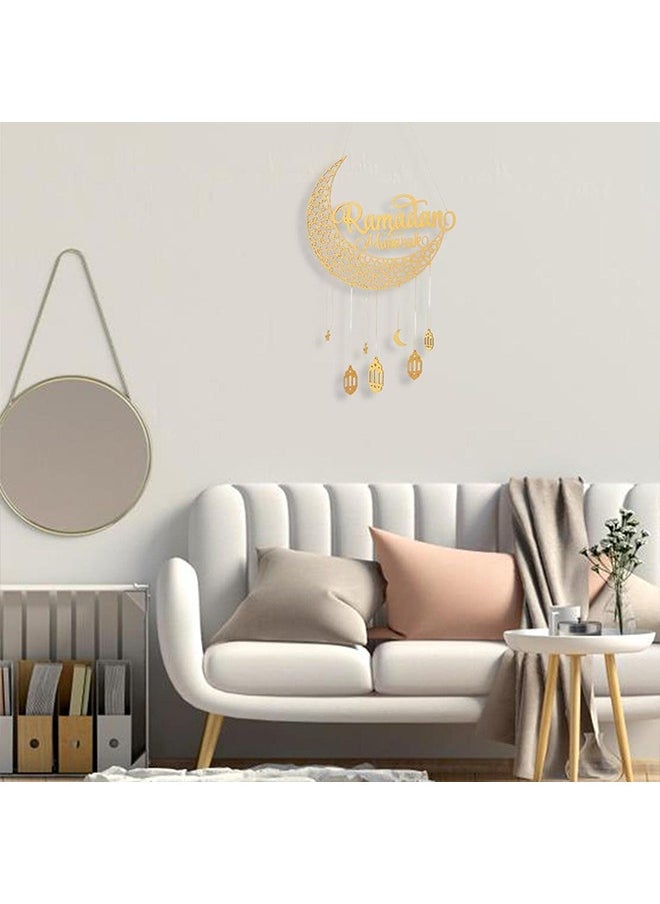 Yoawllty Ramadan Hanging Ornaments, Ramadan Gift, Ramadan Decorations, Eid Mubarak Decorations, Wooden Hanging Ornaments, Moon Star Castle Ornament Pendants for Home Decor  - Image 5