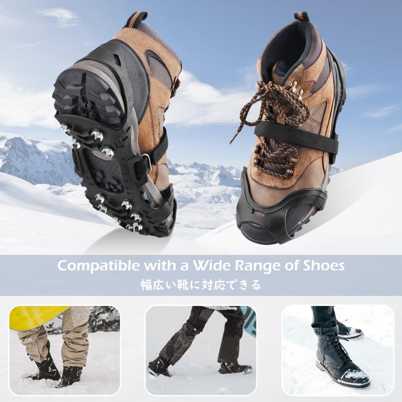 TRIWONDER Ice Cleats for Shoes and Boots 11-Stud Anti-Slip Snow Traction Cleats with Secure Straps, Ice Grips Crampons for Hiking, Walking, and Fishing Gear (11 Spikes, Large) - Image 4