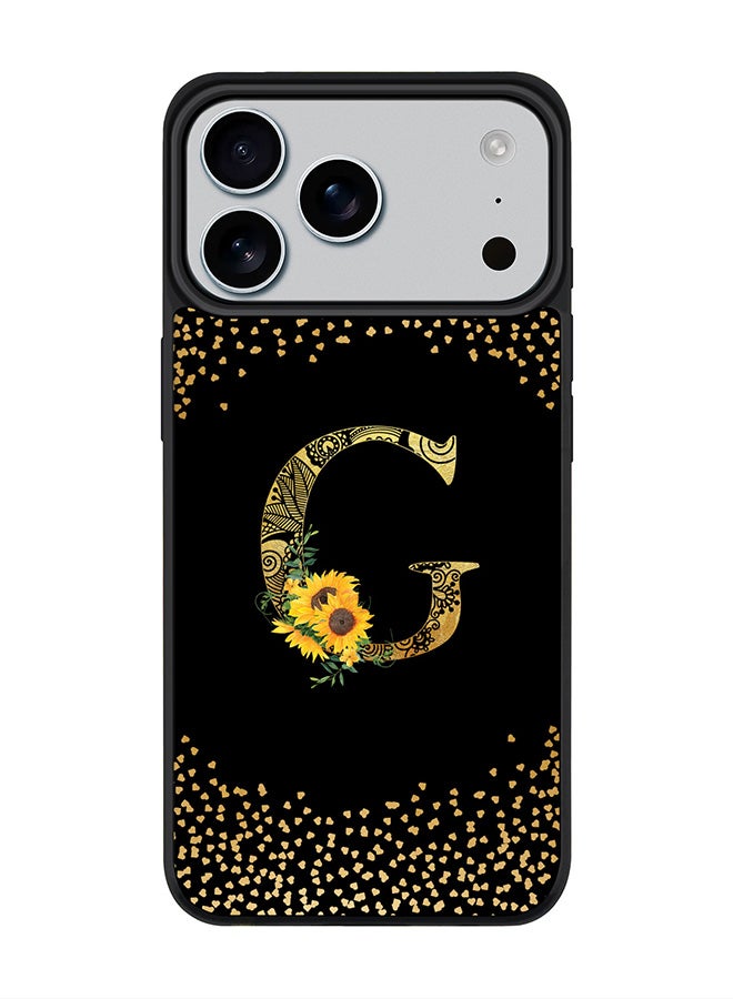 Stylizedd iPhone 17 Pro Max Case, [Compatible with MagSafe] Slim Magnetic cover Phone Case iPhone 17 Pro Max -Custom Floral Monogram - G ( Black ) - Image 1
