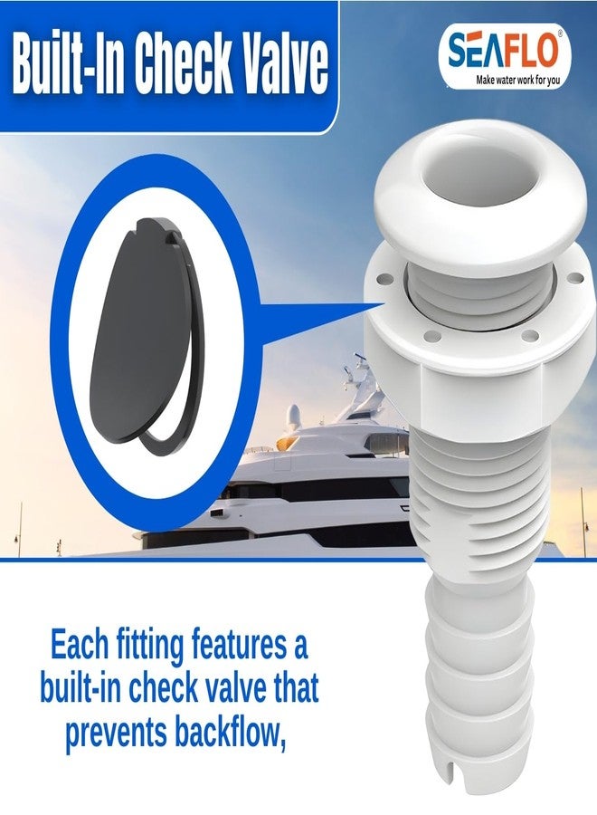 SEAFLO 3/4”, White (1-Pack) Thru Hulls Fitting Thru-Hull with Check Valve, Polypropylene + Glass-Filled Nylon, 4-Year Warranty - Image 3