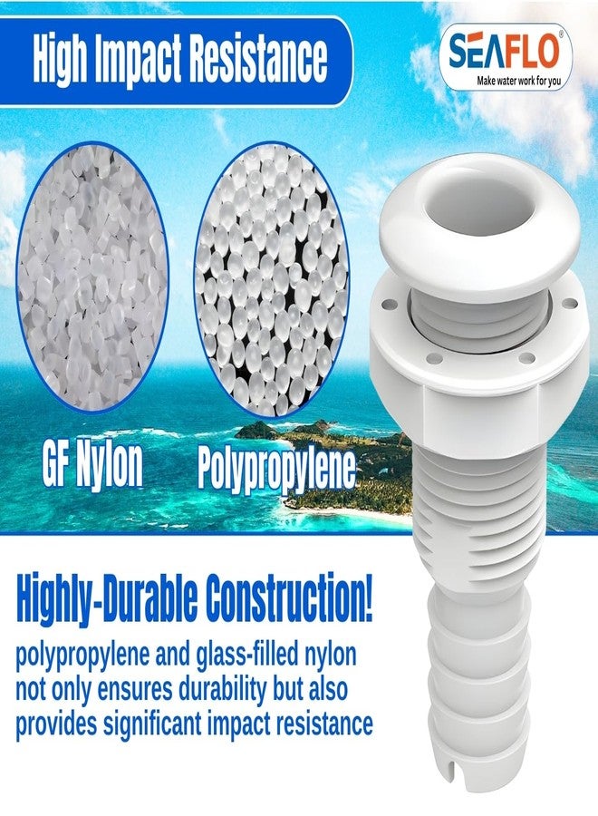 SEAFLO 3/4”, White (1-Pack) Thru Hulls Fitting Thru-Hull with Check Valve, Polypropylene + Glass-Filled Nylon, 4-Year Warranty - Image 4