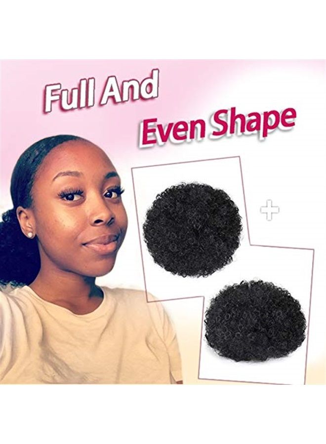 rosmile Afro Puff Drawstring Ponytail Extension for Black Women, Premium Black 1B# 80gram Short Synthetic Afro Puff Ponytail for Natural Hair, Clip On Kinky Drawstring Curly Ponytail Bun - Image 5