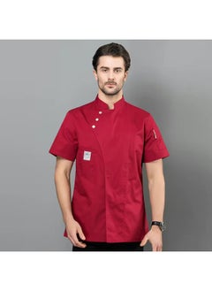 NIBEMINENT Shirt Jaket Barber Breathable Short Coat Sleeve Uniform  Wear Restaurant Sushi Chef Costumes Waiter Kitchen Cook  - Image 1