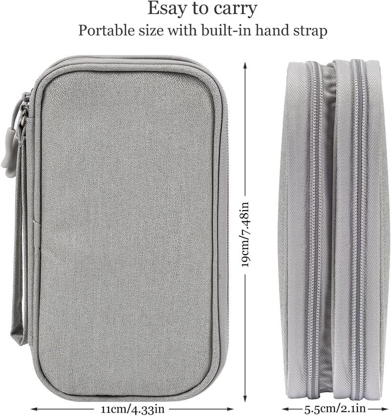 CAOODKDK Electronic Organizer Bag, Waterproof Portable Electronic Organizer Travel Accessories Cable Bag Universal Cord Storage Case for CableCord Storage Double Layer - Gray, Large - Image 3