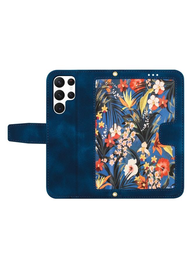 S-TOP Case For Samsung Galaxy S22 Ultra 5G Floral Pattern Leather Phone Case with Lanyard - Image 3