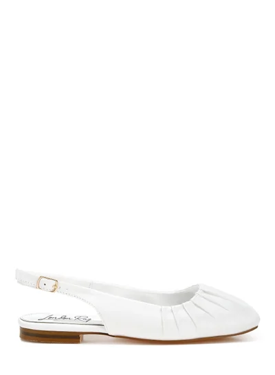 London Rag Satin Square Toe Flat Slingbacks in White