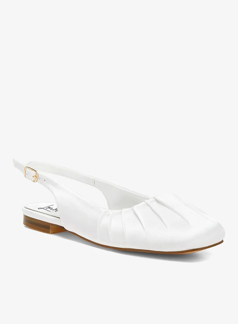 لندن راج الساتان ساحة اصبع القدم أحذية خفيفة مسطحة باللون الأبيض