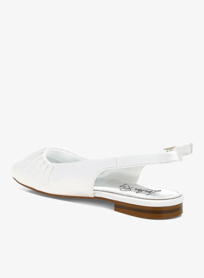 London Rag WHITE Satin Square Toe Flat Slingbacks in White for Women | Best Price UAE