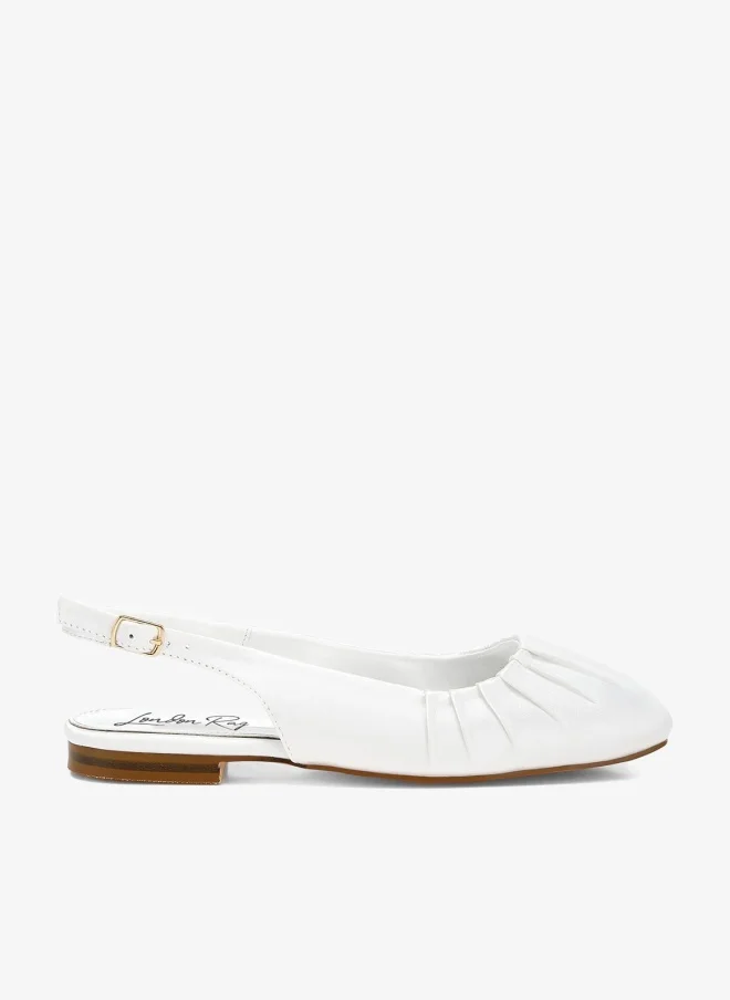 Satin Square Toe Flat Slingbacks in White