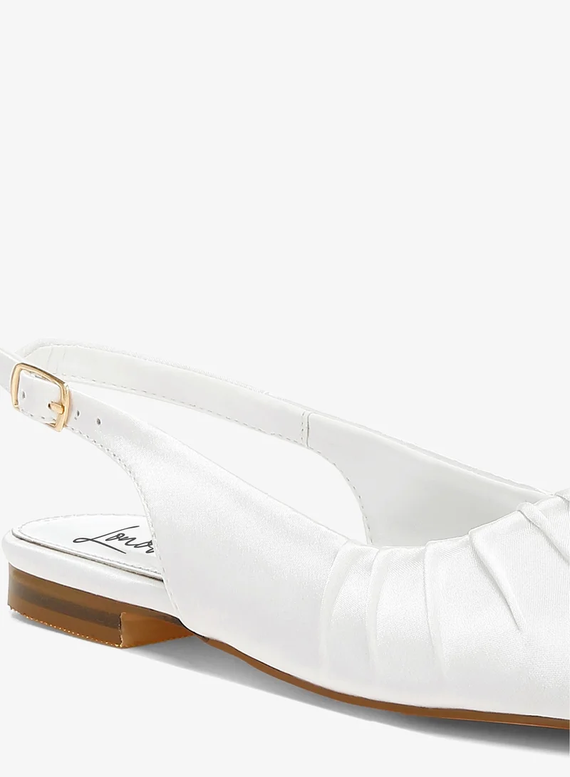 London Rag WHITE Satin Square Toe Flat Slingbacks in White for Women | Best Price UAE