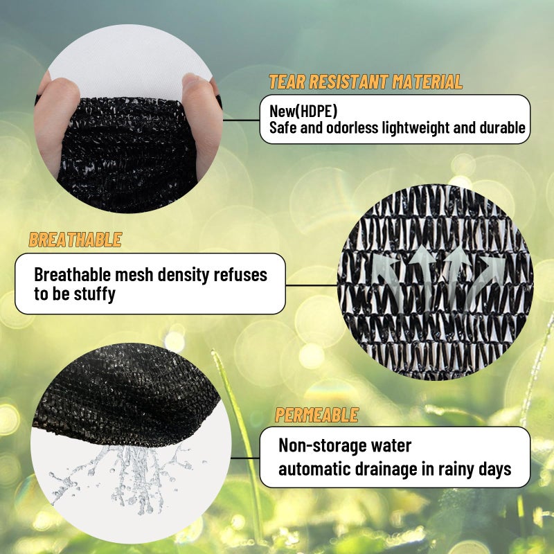 Cool Area 55% 6.5x10ft Sunblock Shade Cloth Cover Mesh UV Resistant Net for Garden Flower Plant Greenhouse, Black - Image 5