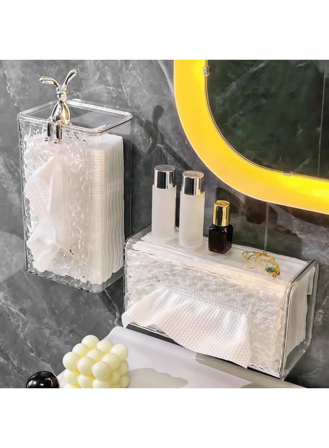 Transparent White Glacier Pattern Bathroom Tissue Box Holder Wall Mounted Waterproof Paper Towel Storage Organizer - Image 2