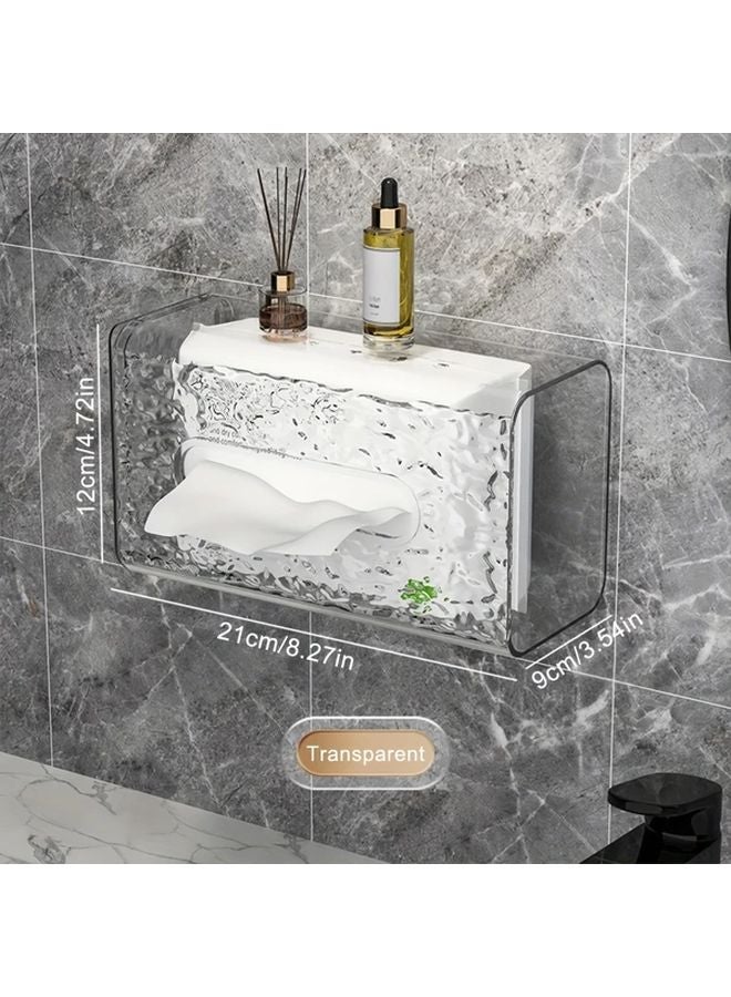 Transparent White Glacier Pattern Bathroom Tissue Box Holder Wall Mounted Waterproof Paper Towel Storage Organizer - Image 4