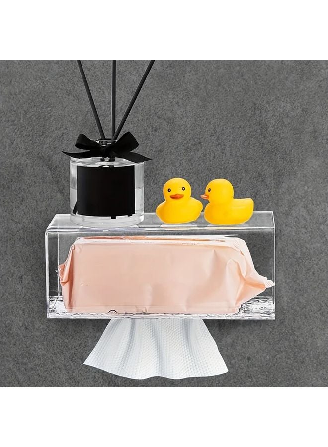 Transparent White Glacier Pattern Bathroom Tissue Box Holder Wall Mounted Waterproof Paper Towel Storage Organizer - Image 3