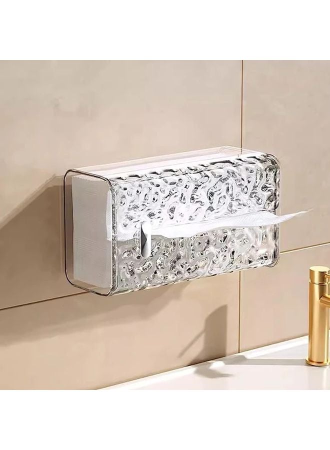 Transparent White Glacier Pattern Bathroom Tissue Box Holder Wall Mounted Waterproof Paper Towel Storage Organizer - Image 1