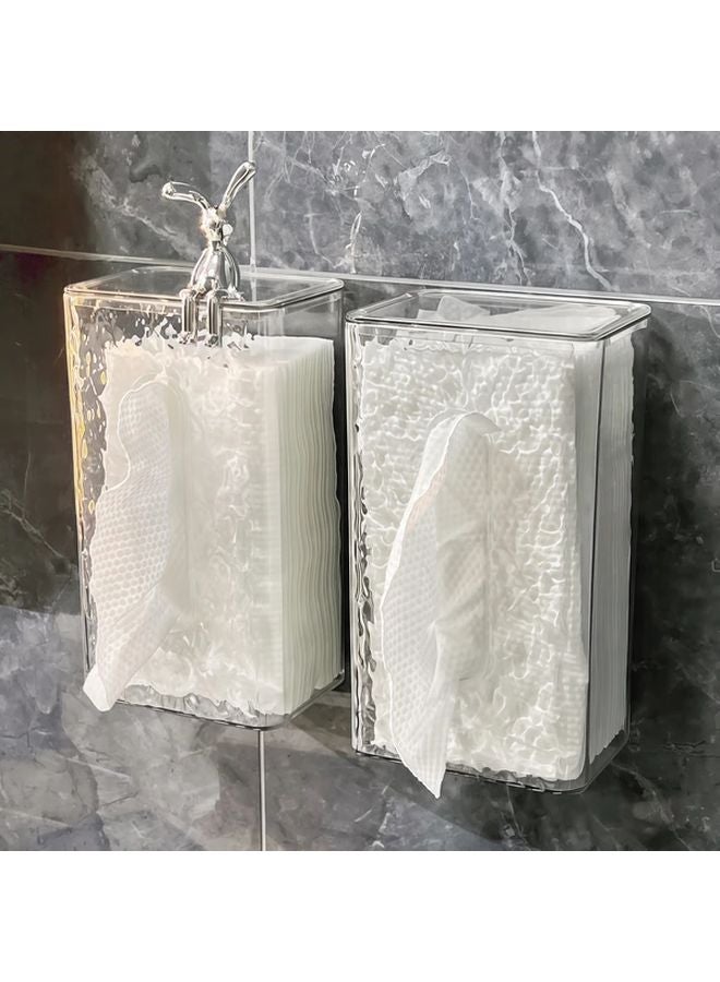 Transparent White Glacier Pattern Bathroom Tissue Box Holder Wall Mounted Waterproof Paper Towel Storage Organizer - Image 5