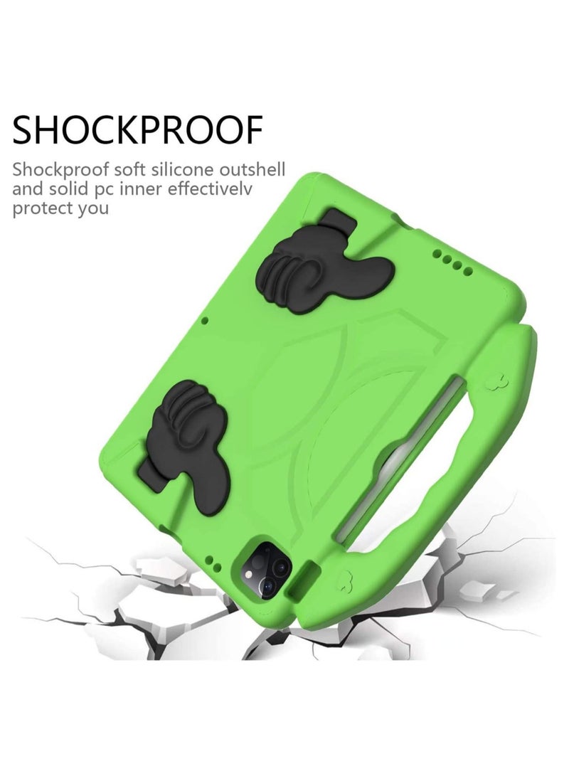 Captaintech Kids Tablet Case for Apple iPad Pro 11",  Durable Lightweight Shockproof Protective Handle Bumper Bracket Protective Cover for iPad AIR4/AIR5 10.9" With Two Thumb Holder (Green) - Image 4