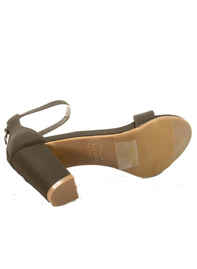 TOP Moda Hannah-1 Ankle Strap Dressy High Heel Sandal, Non-slip Sole, For Wedding, Party, Prom, Evening Wear, or Any Occasion, Sleek Style Block Heel Sandals, Tan Nubuck, 8.5 - Image 4