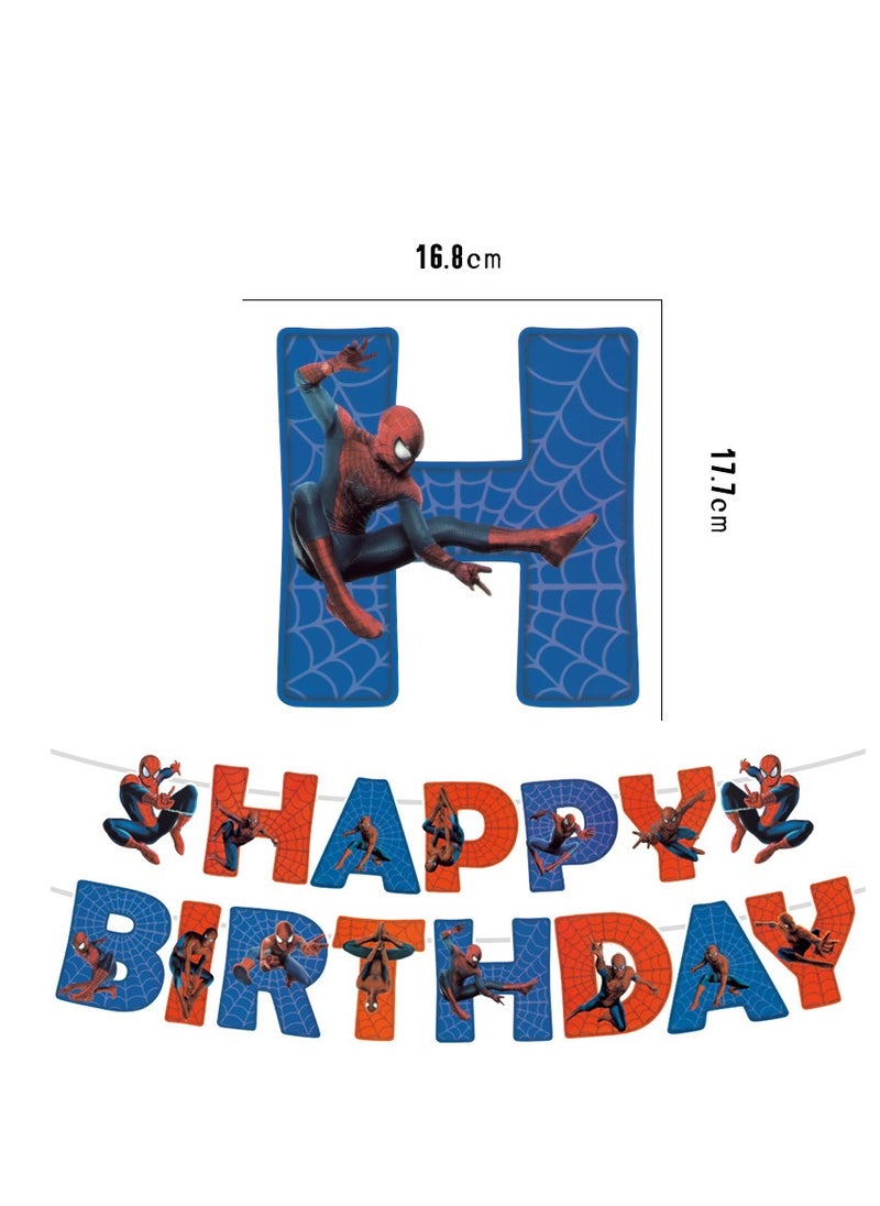 Spider-Man Spider-Man's Birthday Theme Outfit Avengers Party Background Flag Pulling, Flag Planting, Latex Balloon Prop Set  - Image 2
