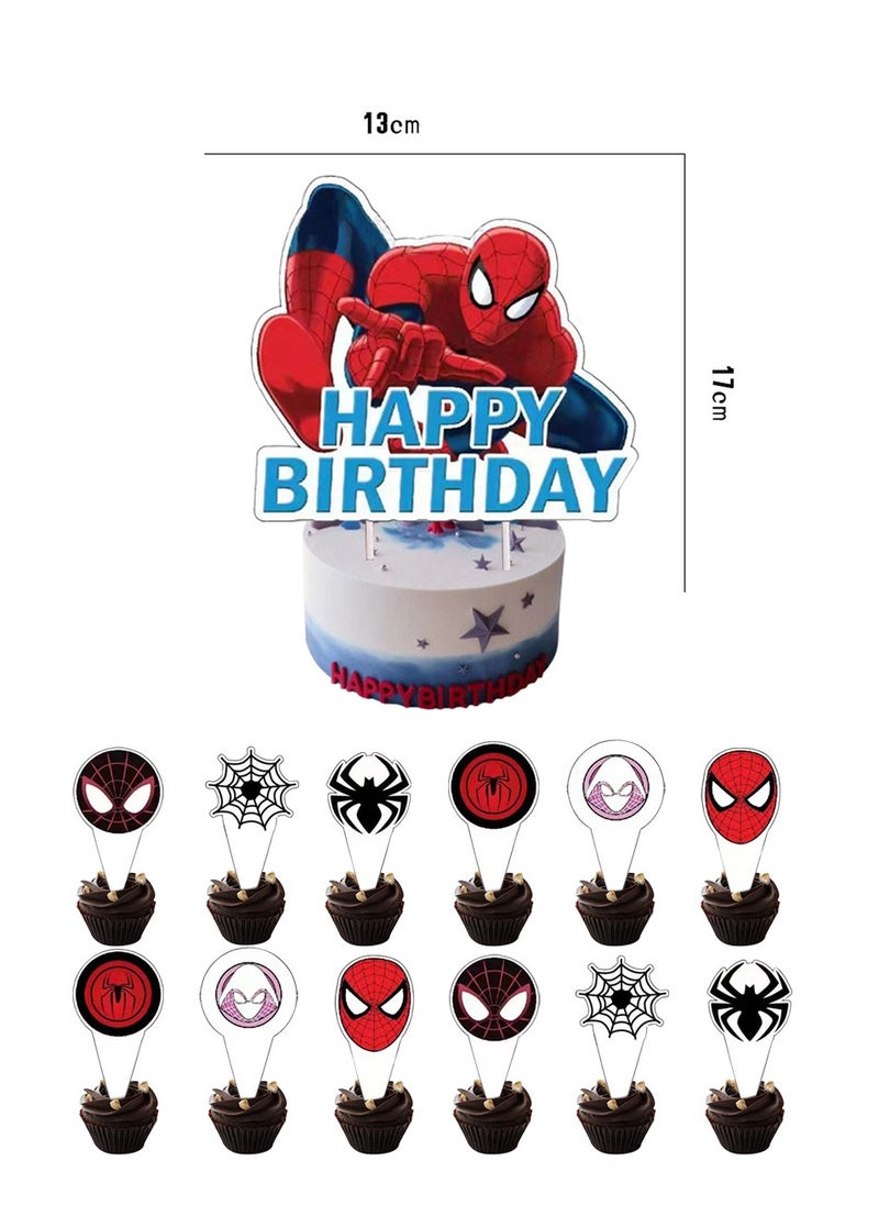 Spider-Man Spider-Man's Birthday Theme Outfit Avengers Party Background Flag Pulling, Flag Planting, Latex Balloon Prop Set  - Image 5