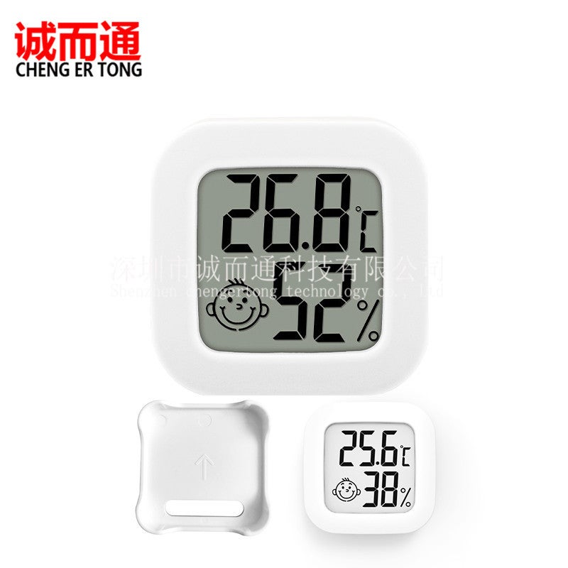 0726 Mini Smiley Electronic Temperature And Humidity Meter Home Office Lcd Temperature And Humidity Measuring Instrument Double-Sided Tape - Image 5