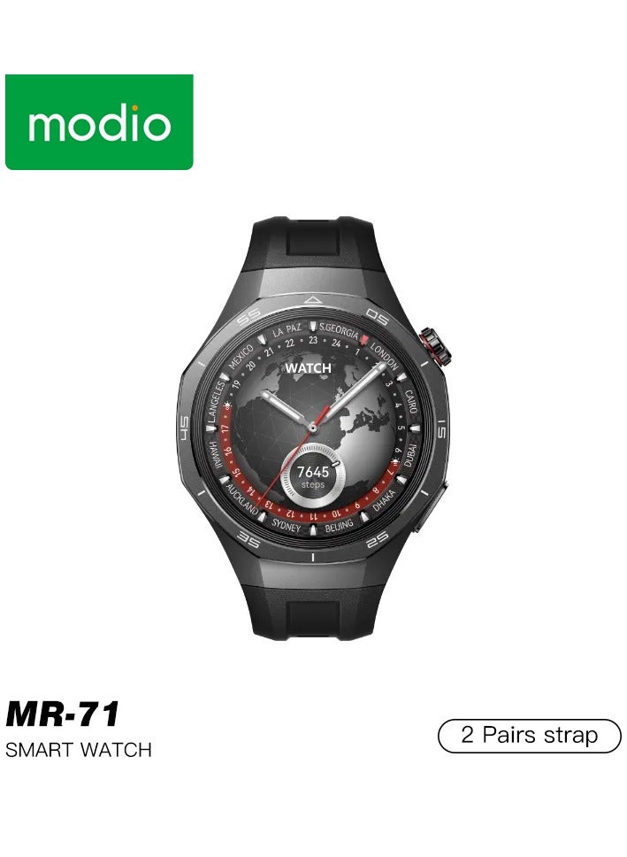 modio Modio MR-71 Smart Watch With Premium Analog-Digital Hybrid Design Dual Strap Option and Charging Cable Designed fir Men Black - Image 1