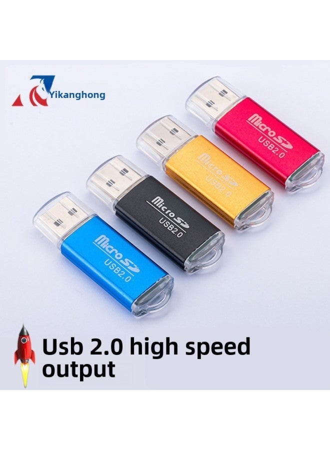 Aluminum Alloy Bright Color USB2.0 Computer Card Reader MicroSD/TF Card/mobile Phone Memory Card-Color:T97 (Mixed Color) Requires Specified Color To Order Self-Note
