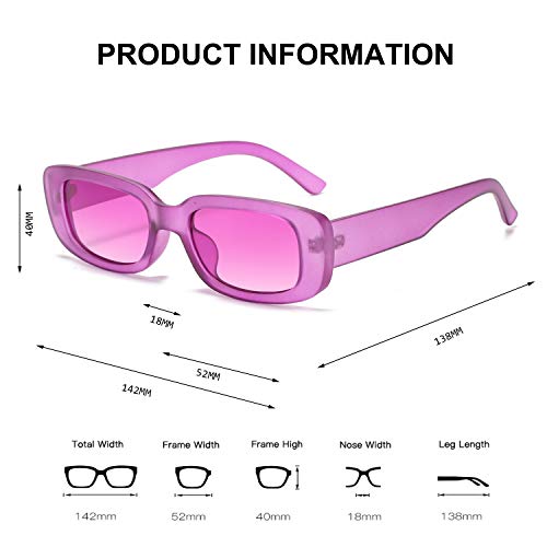 BUTABY Rectangle Sunglasses for Women Retro Driving Glasses 90’s Vintage Fashion Narrow Square Frame UV400 Protection Purple - Image 5