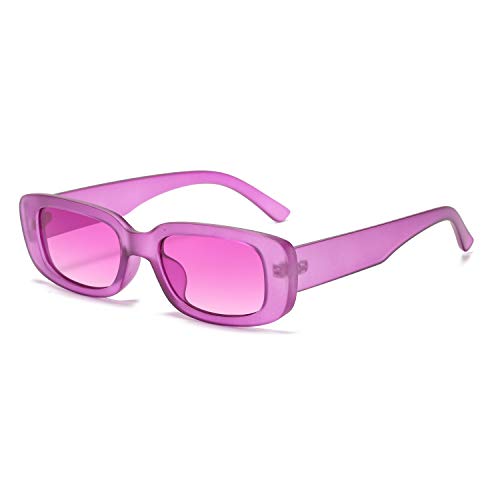 BUTABY Rectangle Sunglasses for Women Retro Driving Glasses 90’s Vintage Fashion Narrow Square Frame UV400 Protection Purple - Image 1
