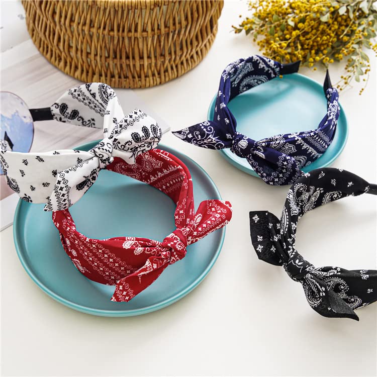 Lvyeer Paisley Print Wide Bow Headbands for Women Bandana Rabbit ear Elastic Hairband Cute Knot Headbands Hair Accessories - Image 4