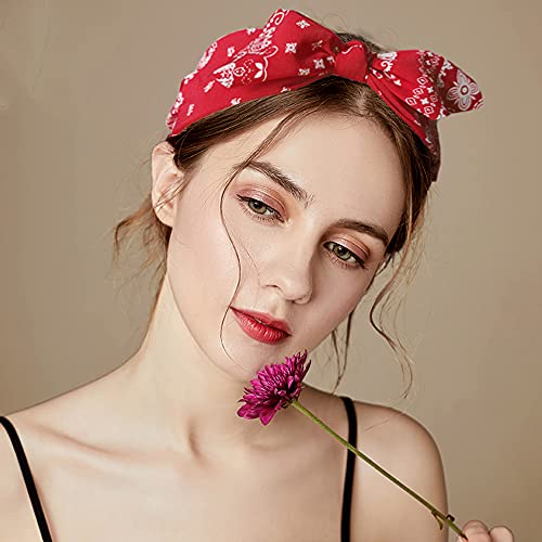 Lvyeer Paisley Print Wide Bow Headbands for Women Bandana Rabbit ear Elastic Hairband Cute Knot Headbands Hair Accessories - Image 2