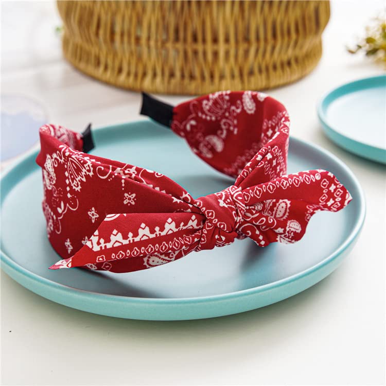Lvyeer Paisley Print Wide Bow Headbands for Women Bandana Rabbit ear Elastic Hairband Cute Knot Headbands Hair Accessories - Image 5